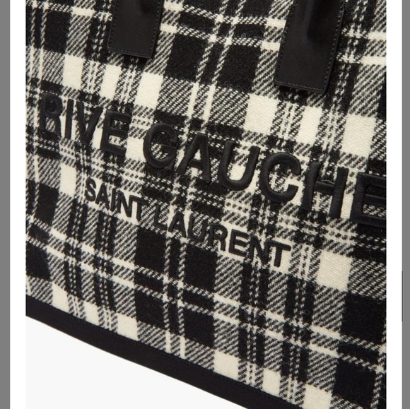YSL bag Saint Laurent YSL Rive Gauche Checked TOTE - Picture 7 of 12